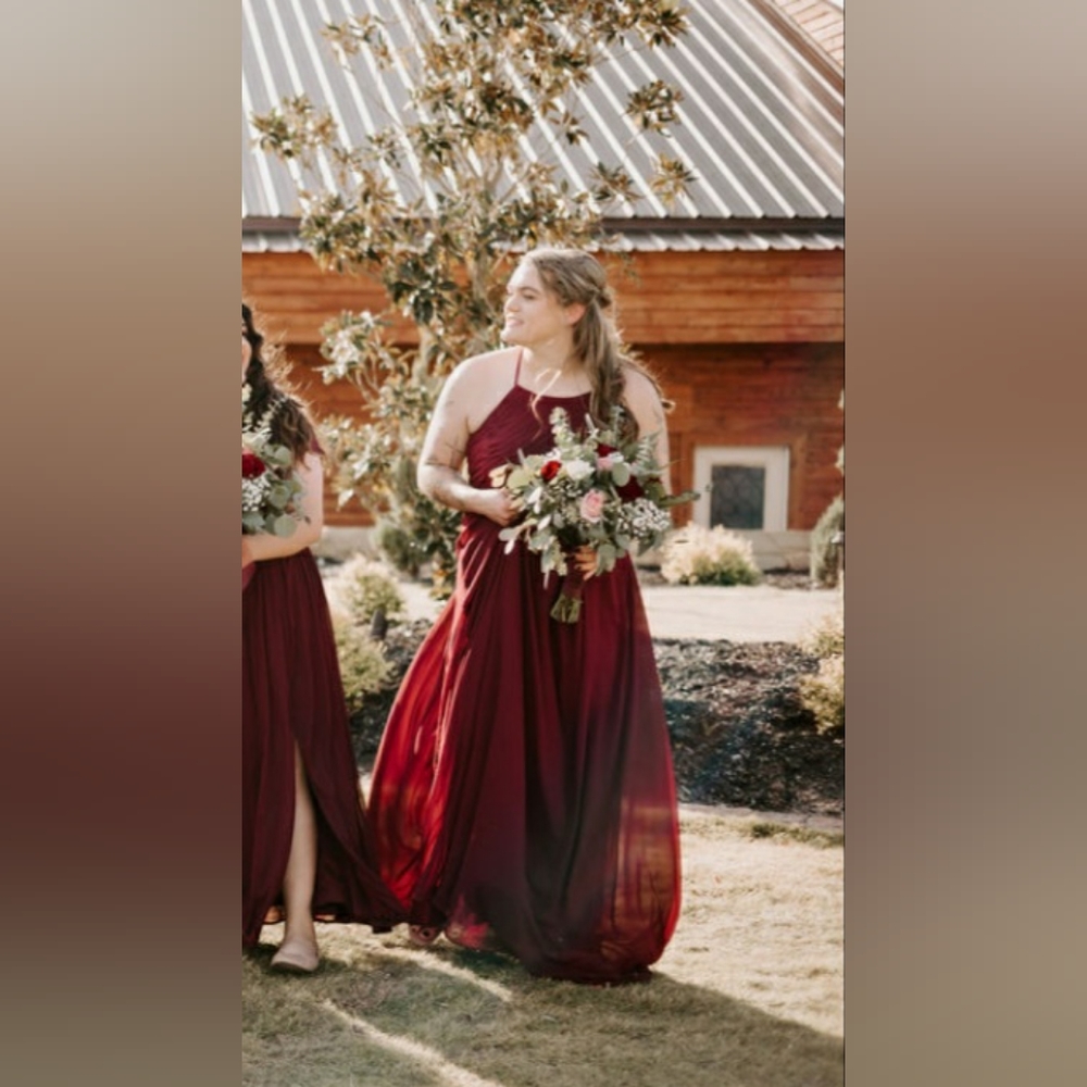 Azazie Ginger Bridesmaids Dress in Cabernet - Picture 3 of 17